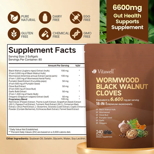 18-in-1 Wormwood Black Walnut Cloves Parasite Cleanse